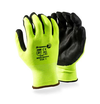 Dromex Glove Mizu 300 Hi-Viz Black Latex Palm Sz 10 [12]